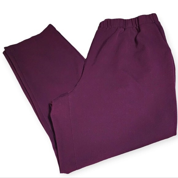 Allison Daley Elastic Waist Pull On Pants w/ Pockets Merlot Purple 16‎ - Picture 5 of 7